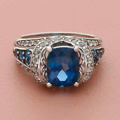 #ad victoria wieck sterling silver 4.02ct london blue amp; white topaz ring size 8 $120.00