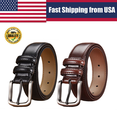#ad Men Genuine Leather Belts Black Brown Size 32 40 1.3#x27;#x27; Wide Jeans Belt $9.97