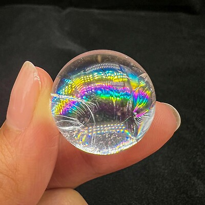 #ad 26mm 25g Natural Clear Quartz Sphere Double Sided Rainbow Crystal Ball Healing 4 $53.10