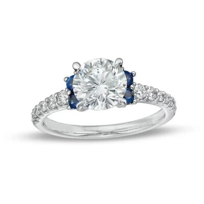 #ad Vera Wang Love 2Ct Lab Created Diamond Sapphires Engagement Wedding Silver Ring $70.35