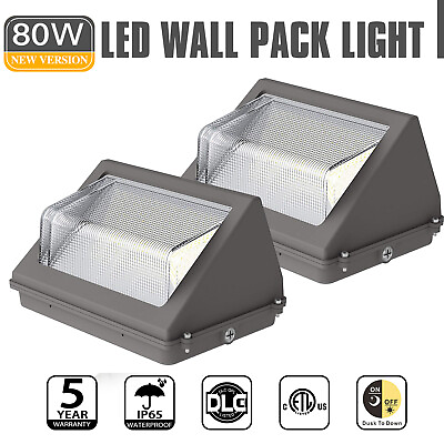 #ad 2x 80W LED Wall Pack Light Commercial Outdoor Security Exterior Lighting Fixture $138.83