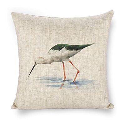 #ad Long Feet Snipe Linen Throw Pillow Covers Farmhouse 18x18 Double Sided with Z... $8.85