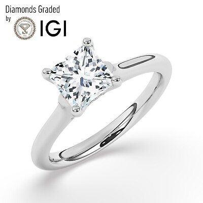 #ad IGI 2 CT Solitaire Lab Grown Princess Diamond Engagement Ring 950 Platinum $2038.70