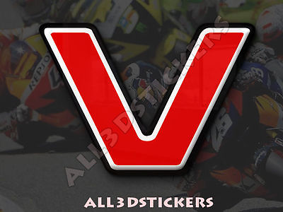 #ad 3D Stickers Resin Domed LETTER V Color Red 25 mm 1 inch Adhesive Decal $3.99