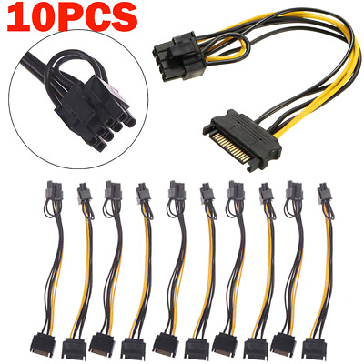 #ad 10x 15 pin SATA Male to 8 pin 62 PCI E PCI Express Power Adapter Cable 8quot; $16.95