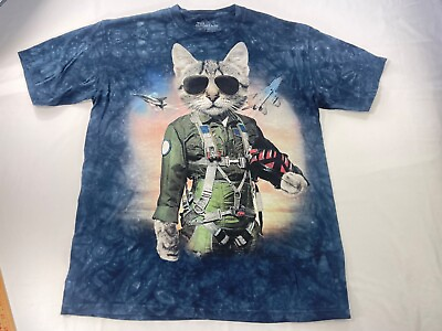 #ad The Mountain American Patriotic Cat Army Jet T Shirt Men Size Large Vintage USA $26.22