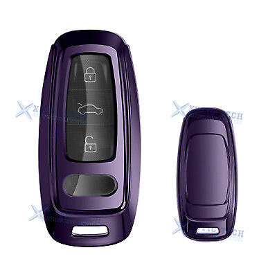 #ad Purple Soft TPU Full Protect Remote Key Fob Cover For Audi A6 C6 C5 A3 A4 B6 B7 $15.99