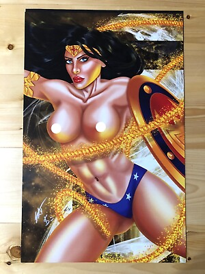 #ad Wonder Woman Classic Topless Art Print 11x17 Convention Exclusive Double Signed $19.99