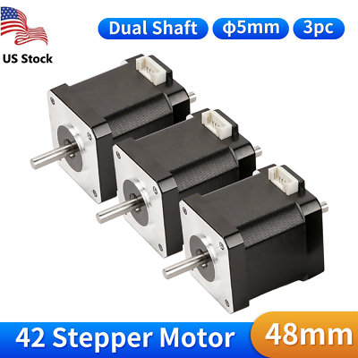 #ad 3PC Nema 17 Stepper Motor 42x48mm 0.56N.m 1.7A Dual Shaft For CNC 3D Printer $31.49