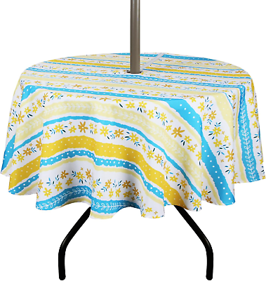 #ad Outdoor Tablecloth with Umbrella Hole round Tablecloth 60 Inch Waterproof Table $24.42