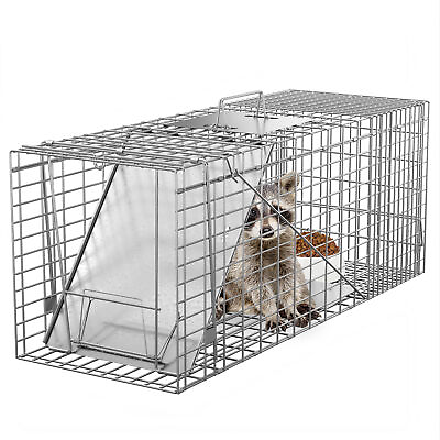 #ad #ad Live Animal Cage Trap 32quot; X 12.5quot; X 12quot; Humane Rodent Raccoon Cage w Iron Door $30.19