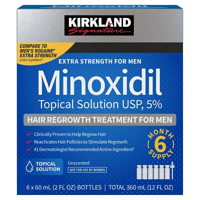 #ad Kirkland Minoxidil 5% Extra Strength Men Hair Regrowth Solution 6 Month 03 2025 $48.95