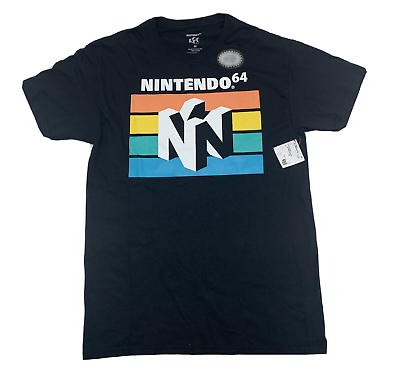 Nintendo Men#x27;s Gaming Graphic N64 Logo Vintage Black T Shirt Size Medium NEW $15.95