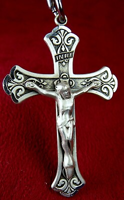 #ad Carmelite Nun#x27;s Vintage Classic Style Sterling Silver Rosary Cross Crucifix $74.99