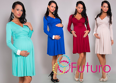 #ad Elegant Womens Maternity Dress Long Sleeve V Neck Pregnancy Sizes 8 18 8467 GBP 11.99