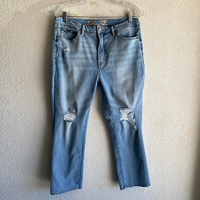 #ad Seven7 Jeans Womens 12 Blue Fashion Jean High Rise Distressed Denim Pants 33x25 $13.95