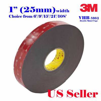 3M 1quot; x 6 9 15 21 VHB Double Sided Foam Adhesive Tape 5952 Automotive Mounting $7.99