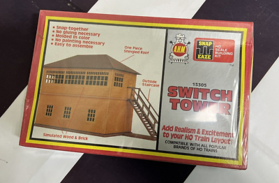 #ad HO Scale Sealed AHM Switch Tower Kit 15305 Train Scape Building Brown $26.95