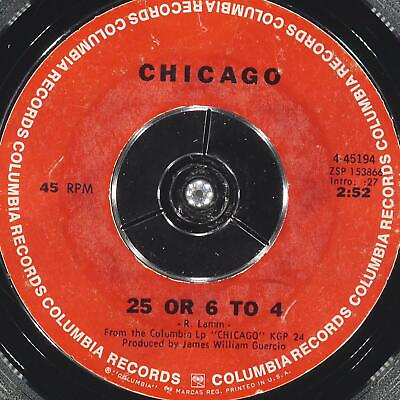 #ad CHICAGO 25 Or 6 To 4 COLUMBIA 4 45194 VG 45rpm 7quot; 1970 Jazz $5.00