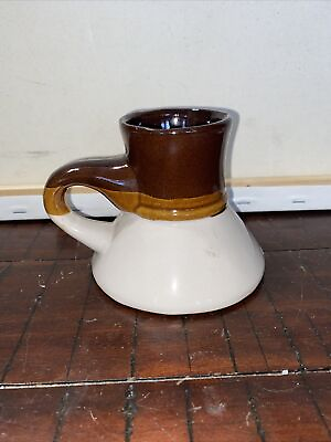 #ad VTG Ceramic Pottery Wide Bottom Mug No Spill Non Slip Travel Coffee Cup $14.99