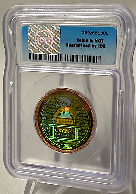 #ad CryptoImperator Copper Bit Coin ICG MS67 Intact DIY Unfunded BTCC Casascius $599.99