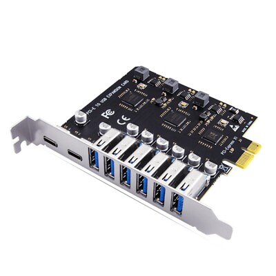 #ad #ad USB 3.2 and Type C PCI E Expansion Card PCIE to USB Controller 6Port 2Port Us $26.99