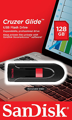 #ad SanDisk 128GB Cruzer GLIDE USB Flash Pen Drive SDCZ60 128G B35 Sealed Retail Pk $12.95