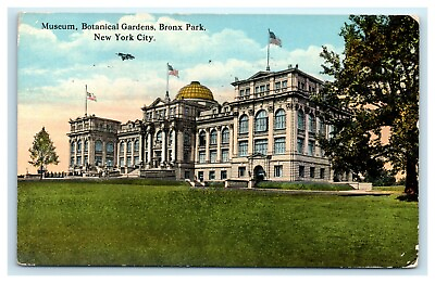 #ad POSTCARD Museum Botanical Gardens Bronx Park New York City NY 1917 Flags $6.76