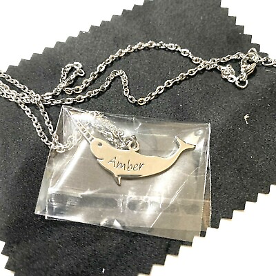 #ad quot;Amberquot; Silver Stainless Plate Dolphin Pendant Kid#x27;s Girl#x27;s Necklace NWT $6.85