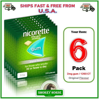 #ad 6X Nicorette ORIGINAL Flavour Gum 2MG 210 Pieces quot;USA SELLER SHIPS SUPER FAST quot; $235.99