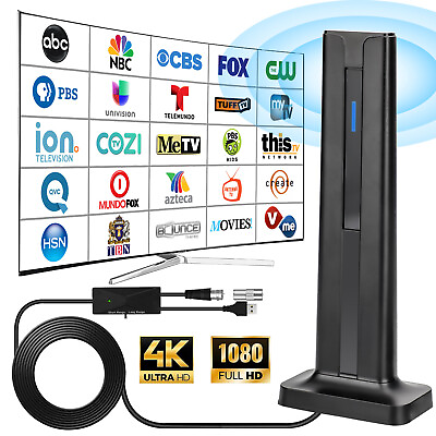 #ad 450 Miles Upgraded TV Antenna Digital HD Antenna Indoor HDTV 1080P 4K Long Range $17.48