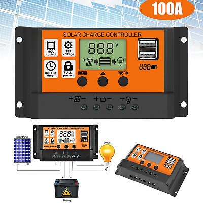 #ad 100A MPPT Solar Panel Kit Regulator Charge Controller Auto Focus Tracking 12 24V $10.98