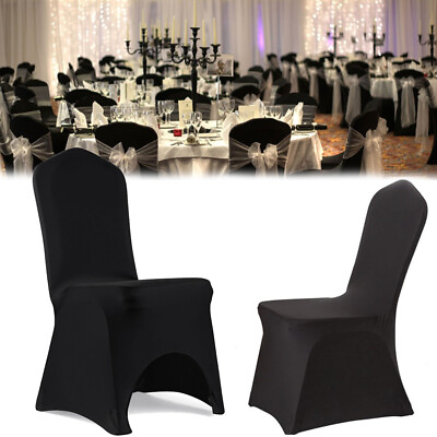 #ad 100 Black Spandex Chiavari Dining Banquet Chair Cover Wedding Party Hotel Event $83.92