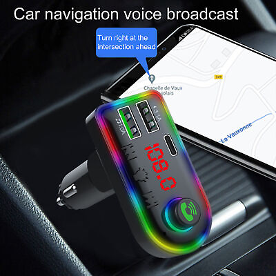 #ad F8 Car Fm Transmitter Hands free Memory Function Bluetooth 5.0 Car Fm $11.94