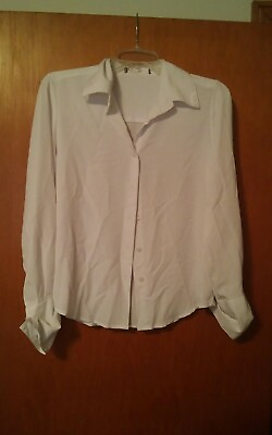 #ad 000 Womens White Button Front Long Sleeve Shirt $9.99
