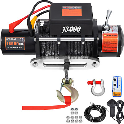 #ad 13000LBS Electric Winch 12V Synthetic Cable Truck Trailer Towing Off Road 4WD $264.99