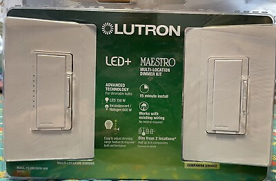 #ad Lutron Maestro LED Multi Location Digital Dimmer Kit MACL 153MLRHW WH NEW $35.00