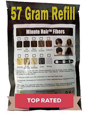 #ad Hair Building Fibers Black 57 Grams 2 oz Minute Hair Refill Hair Loss Conceal $16.11