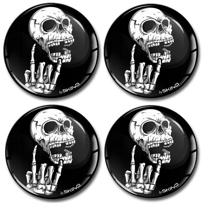#ad 4 x 65mm Silicone Stickers For Wheel Center Centre Hub Caps Skull $10.99