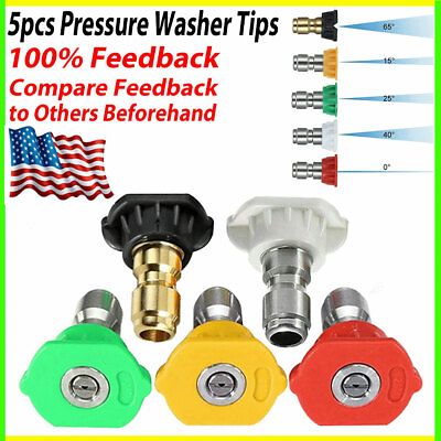 #ad #ad 5pcs Pressure Washer Spray Tips Nozzles High Power Kit Quick Connect 1 4quot; Set $6.99