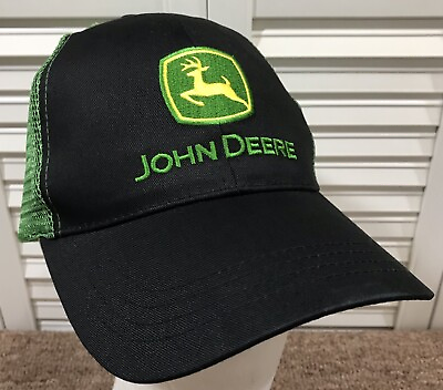 #ad John Deere Embroidered Official Adult Snapback Baseball Hat Cap Black amp; Green $7.95