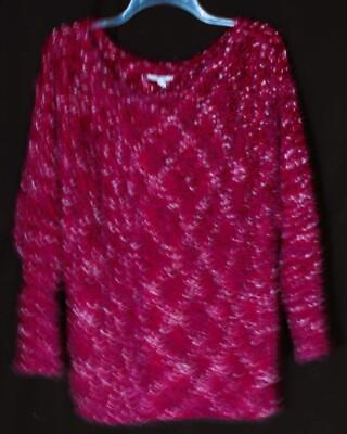 #ad Beautiful maroon Maurices womens dolman sleeves boatneck knit sweater LG $26.06