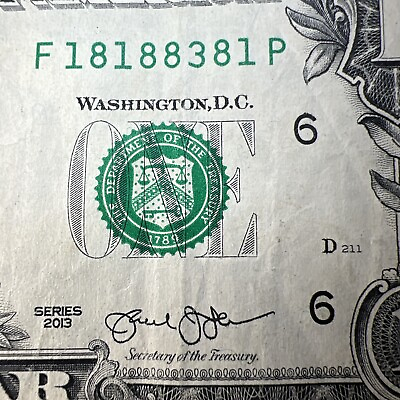 #ad Trinary Fancy Serial Number 2013 F District Short P Run Dc F18188381P 1s 3s 8s $3.99