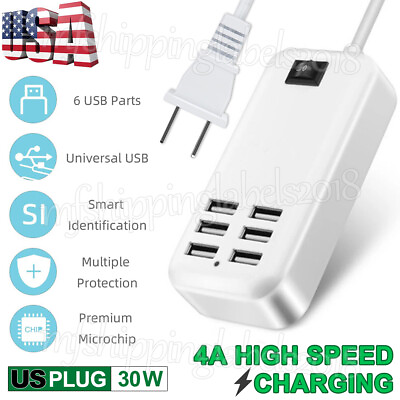 #ad #ad 6 Port USB Hub Fast Wall Charger Station Multi Function Desktop AC Power Adapter $8.85