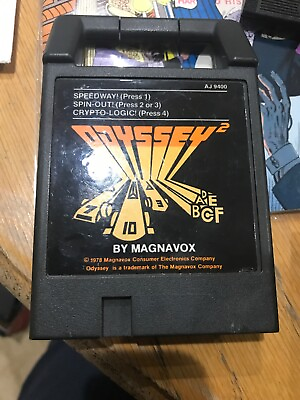 #ad Rare Magnavox Odyssey 2 Cartridge Speedway Spin Out Crypto Logic 3 in 1 Game $15.00