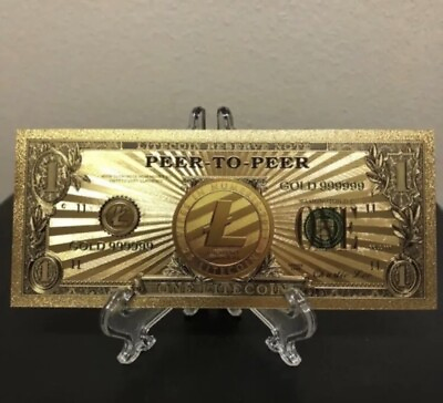 #ad 24k Gold Plated Litecoin Cryptocurrency Banknote Collectible $10.00