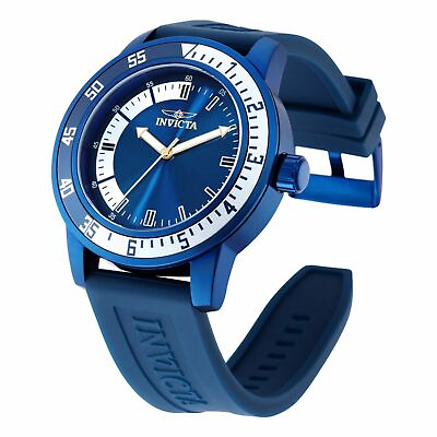 #ad Invicta Men#x27;s 45mm Specialty Triple Blue Case Bezel Silicone Quartz SS Watch $74.99