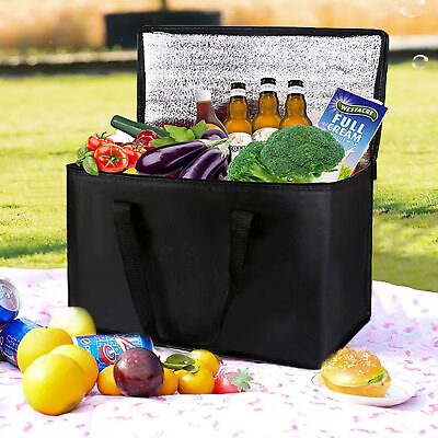 #ad Handheld Lunch Bag Folding Insulated Thermal Tote Box Reusable large Lunchbox $9.65