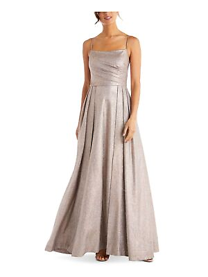 #ad MORGAN amp; CO Womens Gold Pleated Glitter Gown Square Neck Prom Dress Juniors 11 $14.99