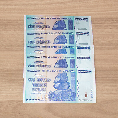 #ad 5Pcs set New Zimbabwe 100 trillion Dollar Banknotes Non Circulation US $15.72